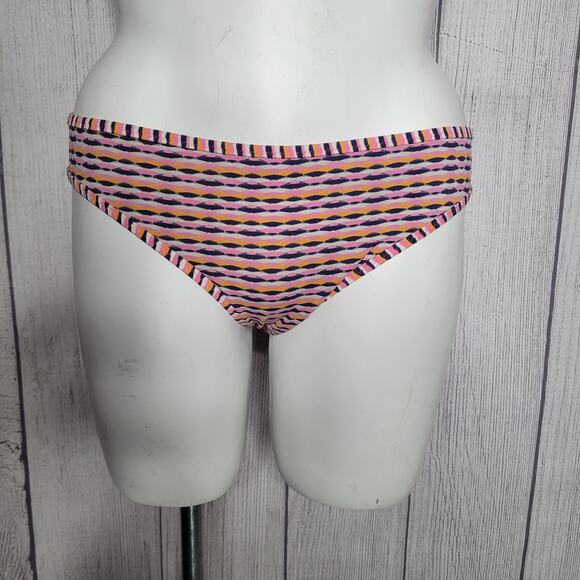 Athleta Marbella Scoop Bikini Set Pink Black Orange Geometric Size XL - Picture 3 of 8
